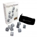 Sipping Stones Set of 9 Grey Whisky Chilling Rocks in Gift Box with Muslin Carrying Pouch Made of 100% Pure Soapstone
