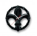 Jet Black Fleur De Lis Clock with Quartz Movement 