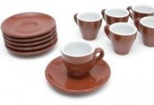 6 piece-Caffe Milano Espresso Cups Brown Thick made in Italy 