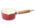 Chasseur Enamel Cast Iron Sauce Pan With A Beautiful Wooden Handle Red