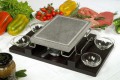 Ilsa Convivio Rectangular  Volcanic Cooking Stone set With Stand and black wooden tray