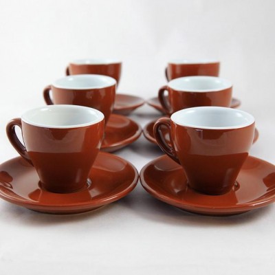 Brown Italian Cafe Style Milano Cappucino Cups Set of 6 made by Nuoa Point  Italy