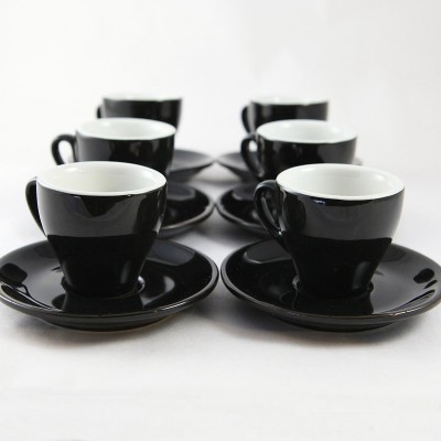 Nuova Point - Black Milano - Espresso Cups & Saucers - Set of 6